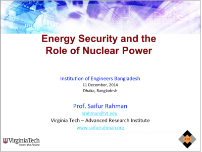  Energy Security and the Role of Nuclear Power