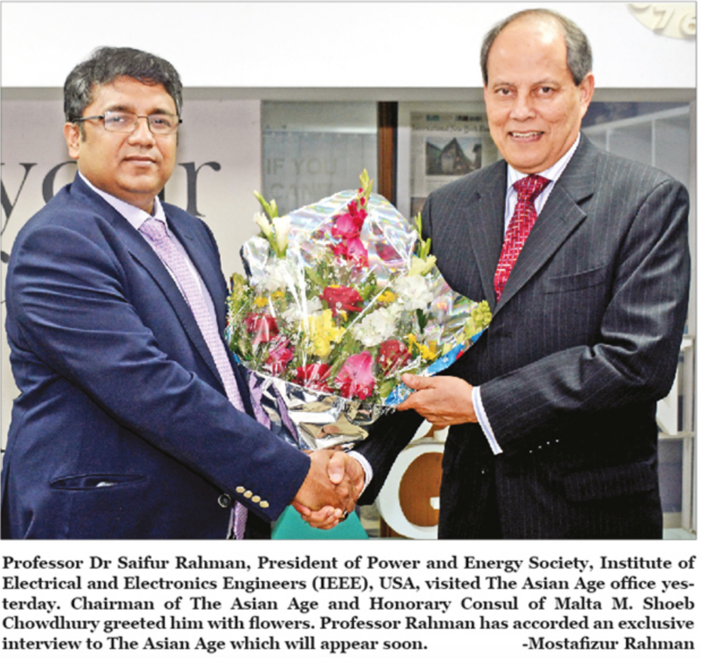 Professor Saifur Rahman with M. Shoeb Chowdhury at the Asian Age Daily